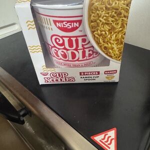 Nissin Cup Noodles Ramen Cup and Spoon Set - Red and White